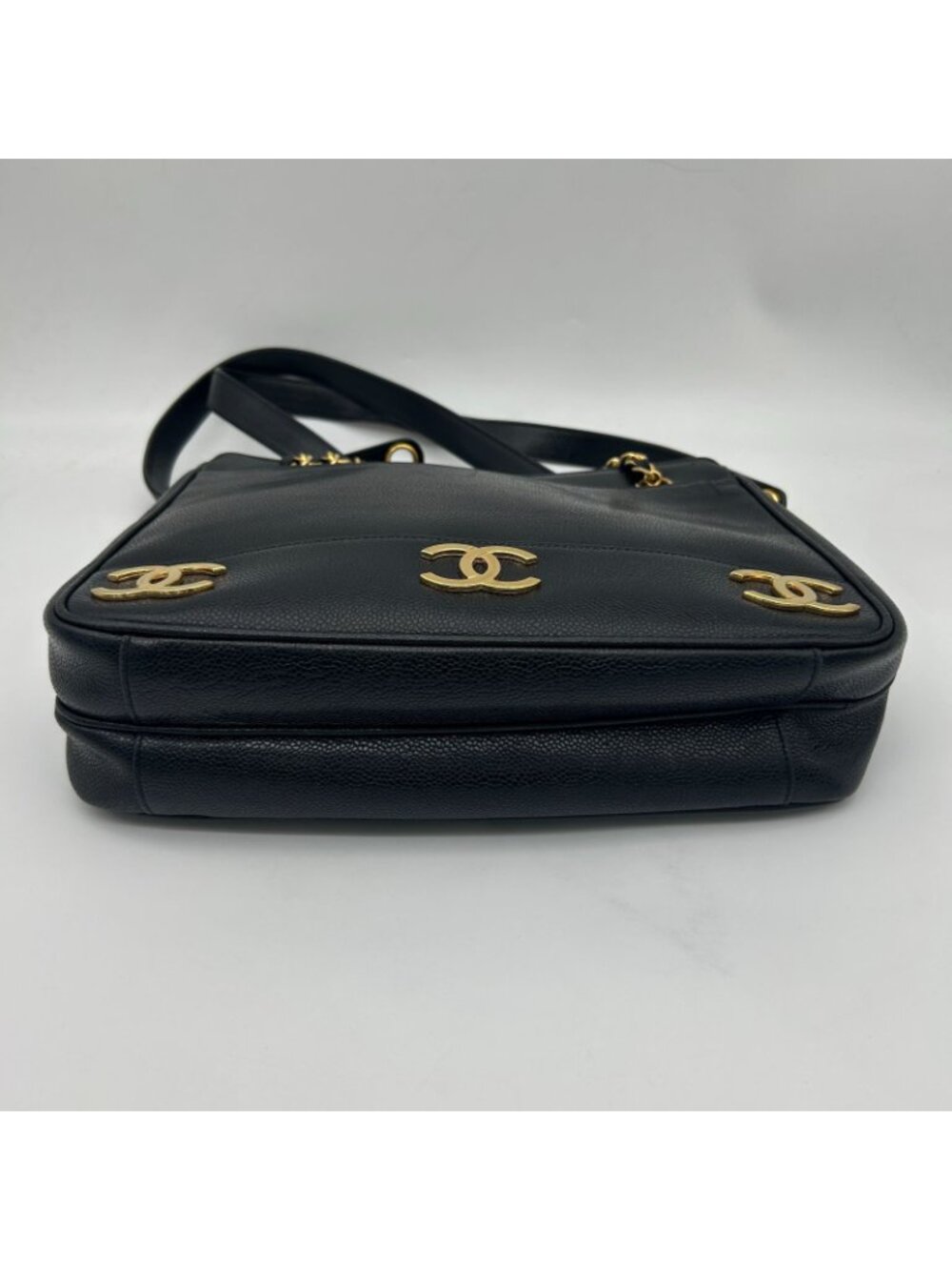 Chanel Triple Coco Chain Tote Shoulder Bag Caviar Leather Black - Picture 5 of 15